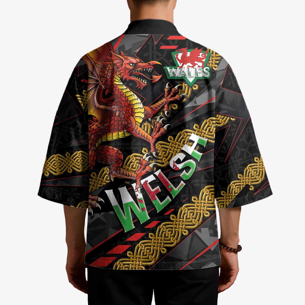 Welsh Celtic Kimono Wales Y Ddraig Goch with Celtic Knot Sporty - Wonder Print Shop