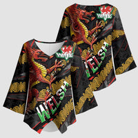 Welsh Celtic Kimono Sleeve Blouse Wales Y Ddraig Goch with Celtic Knot Sporty - Wonder Print Shop