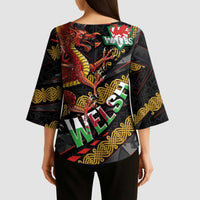 Welsh Celtic Kimono Sleeve Blouse Wales Y Ddraig Goch with Celtic Knot Sporty - Wonder Print Shop