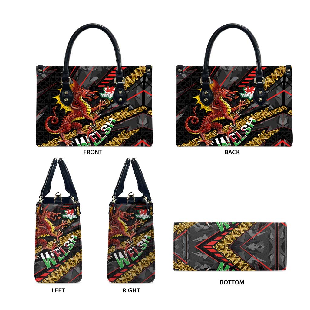 Welsh Celtic Leather Bag Wales Y Ddraig Goch with Celtic Knot Sporty - Wonder Print Shop
