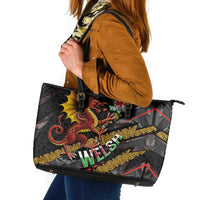 Welsh Celtic Leather Tote Bag Wales Y Ddraig Goch with Celtic Knot Sporty - Wonder Print Shop