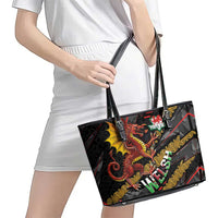 Welsh Celtic Leather Tote Bag Wales Y Ddraig Goch with Celtic Knot Sporty - Wonder Print Shop