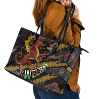 Welsh Celtic Leather Tote Bag Wales Y Ddraig Goch with Celtic Knot Sporty - Wonder Print Shop