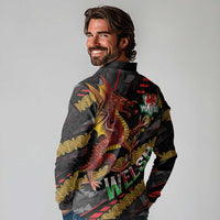Welsh Celtic Long Sleeve Polo Shirt Wales Y Ddraig Goch with Celtic Knot Sporty - Wonder Print Shop