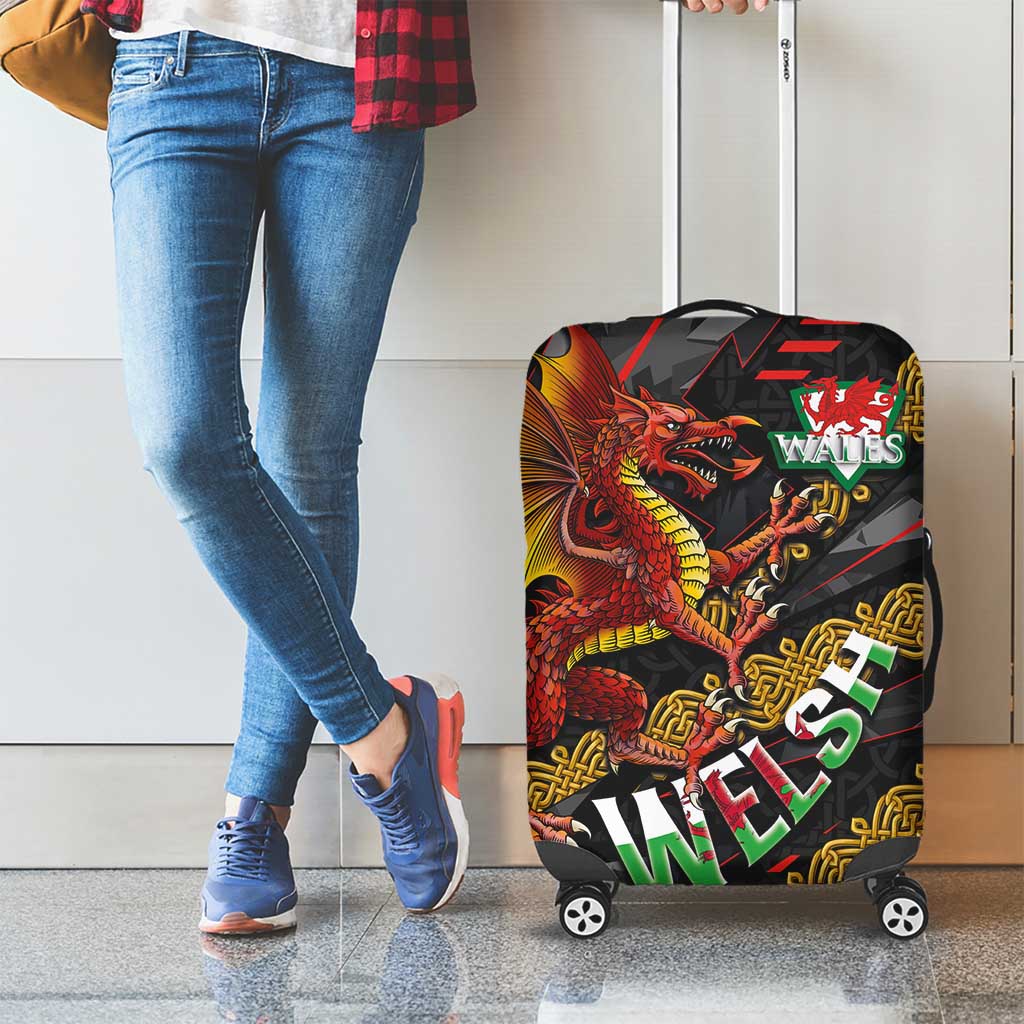 Welsh Celtic Luggage Cover Wales Y Ddraig Goch with Celtic Knot Sporty - Wonder Print Shop