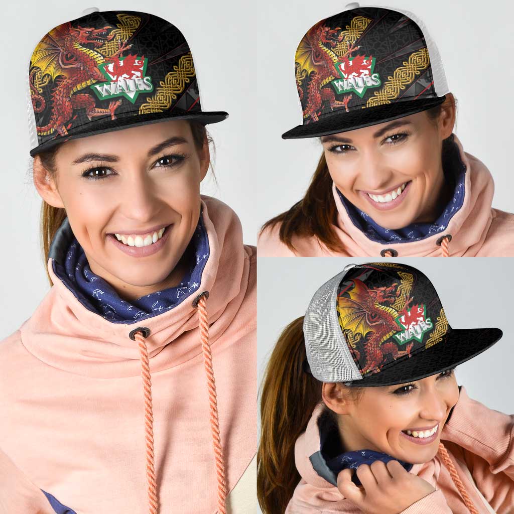 Welsh Celtic Mesh Trucker Cap Wales Y Ddraig Goch with Celtic Knot Sporty - Wonder Print Shop