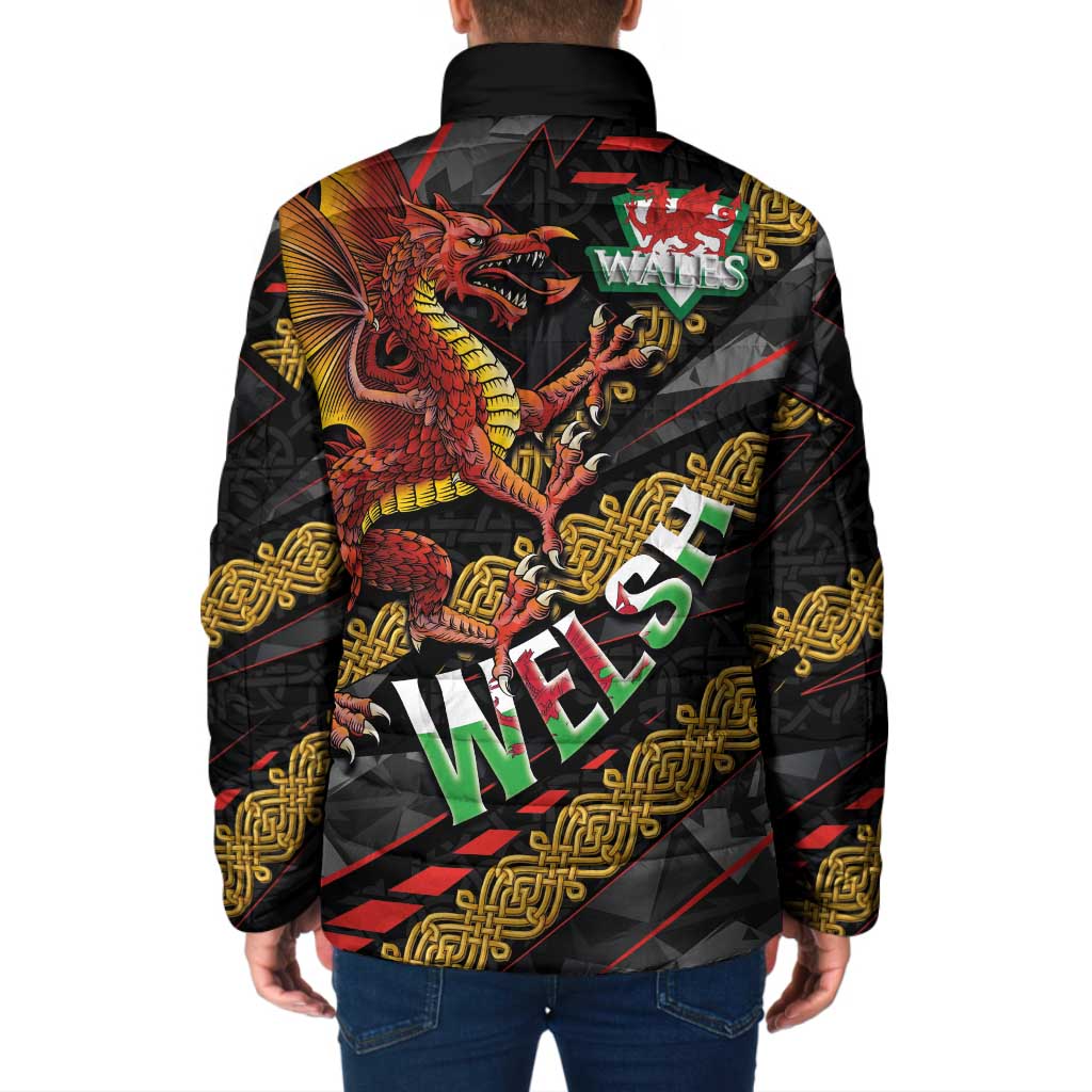 Welsh Celtic Padded Jacket Wales Y Ddraig Goch with Celtic Knot Sporty - Wonder Print Shop