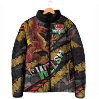 Welsh Celtic Padded Jacket Wales Y Ddraig Goch with Celtic Knot Sporty - Wonder Print Shop