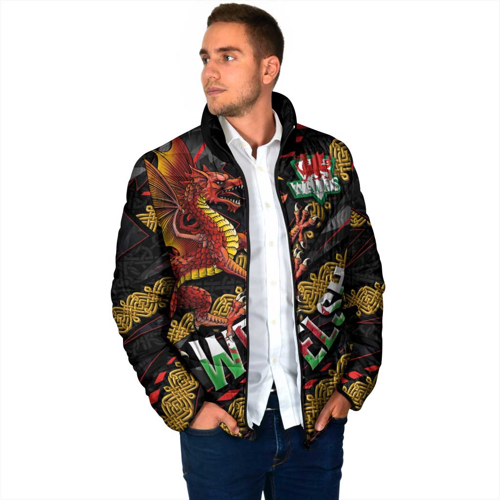 Welsh Celtic Padded Jacket Wales Y Ddraig Goch with Celtic Knot Sporty - Wonder Print Shop