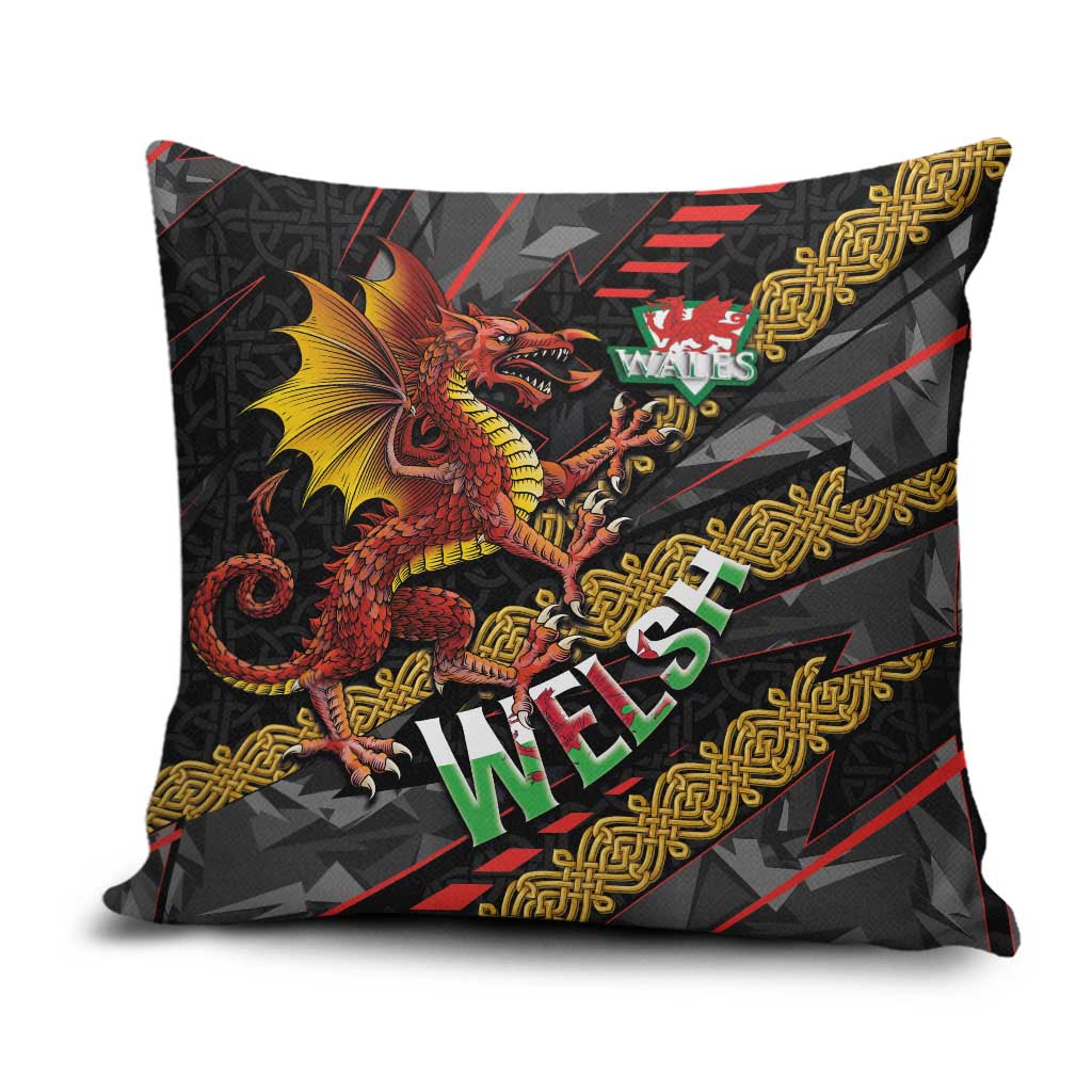 Welsh Celtic Pillow Cover Wales Y Ddraig Goch with Celtic Knot Sporty - Wonder Print Shop