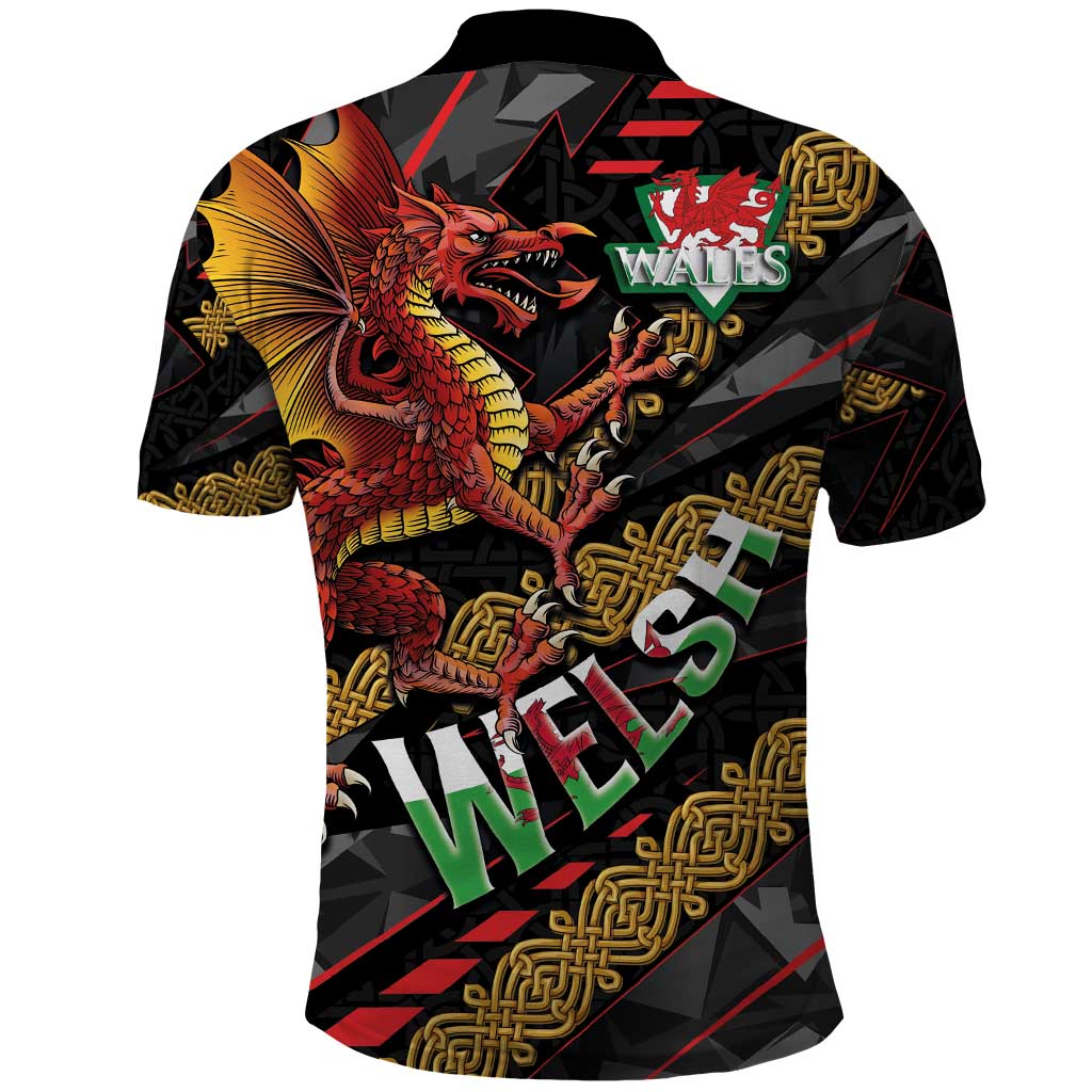 Welsh Celtic Polo Shirt Wales Y Ddraig Goch with Celtic Knot Sporty - Wonder Print Shop