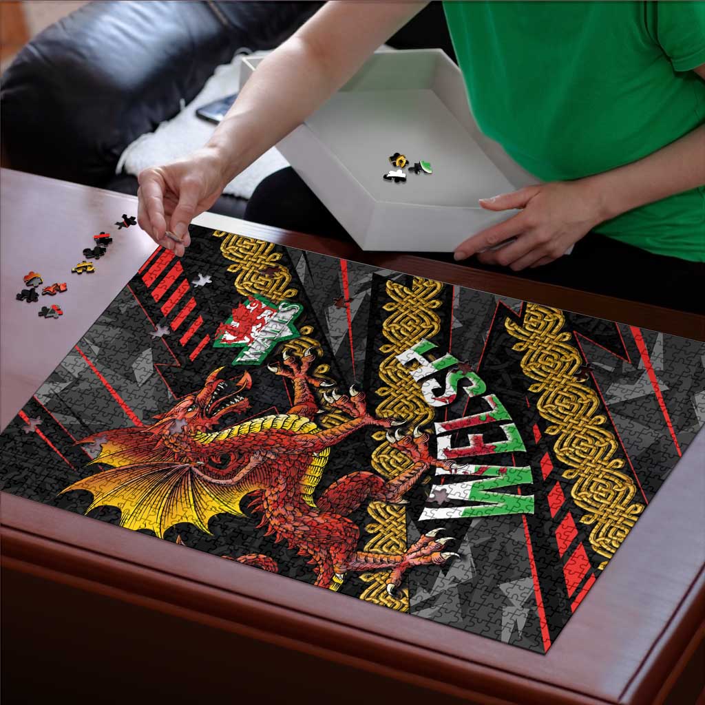 Welsh Celtic Puzzle Wales Y Ddraig Goch with Celtic Knot Sporty - Wonder Print Shop