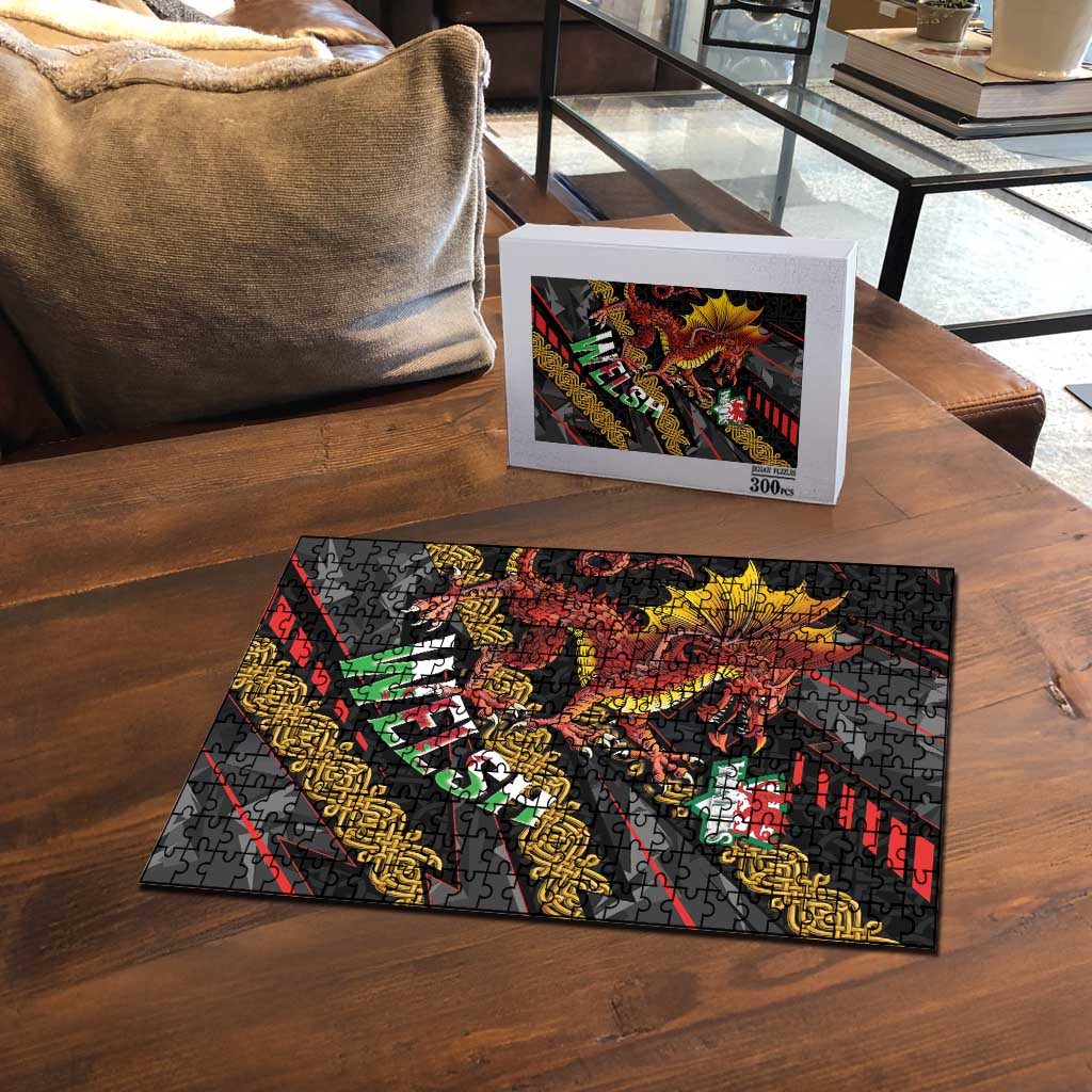 Welsh Celtic Puzzle Wales Y Ddraig Goch with Celtic Knot Sporty - Wonder Print Shop