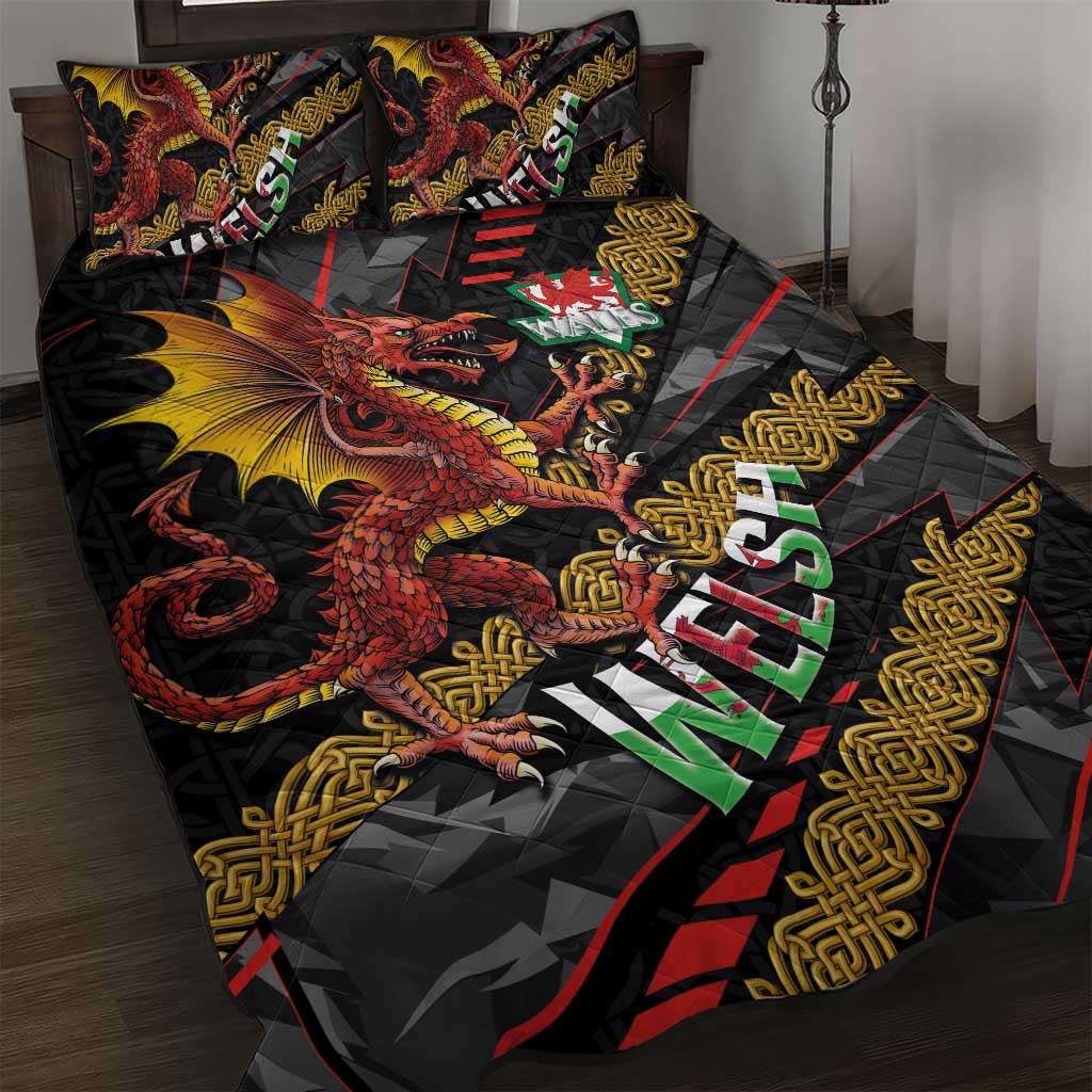 Welsh Celtic Quilt Bed Set Wales Y Ddraig Goch with Celtic Knot Sporty - Wonder Print Shop