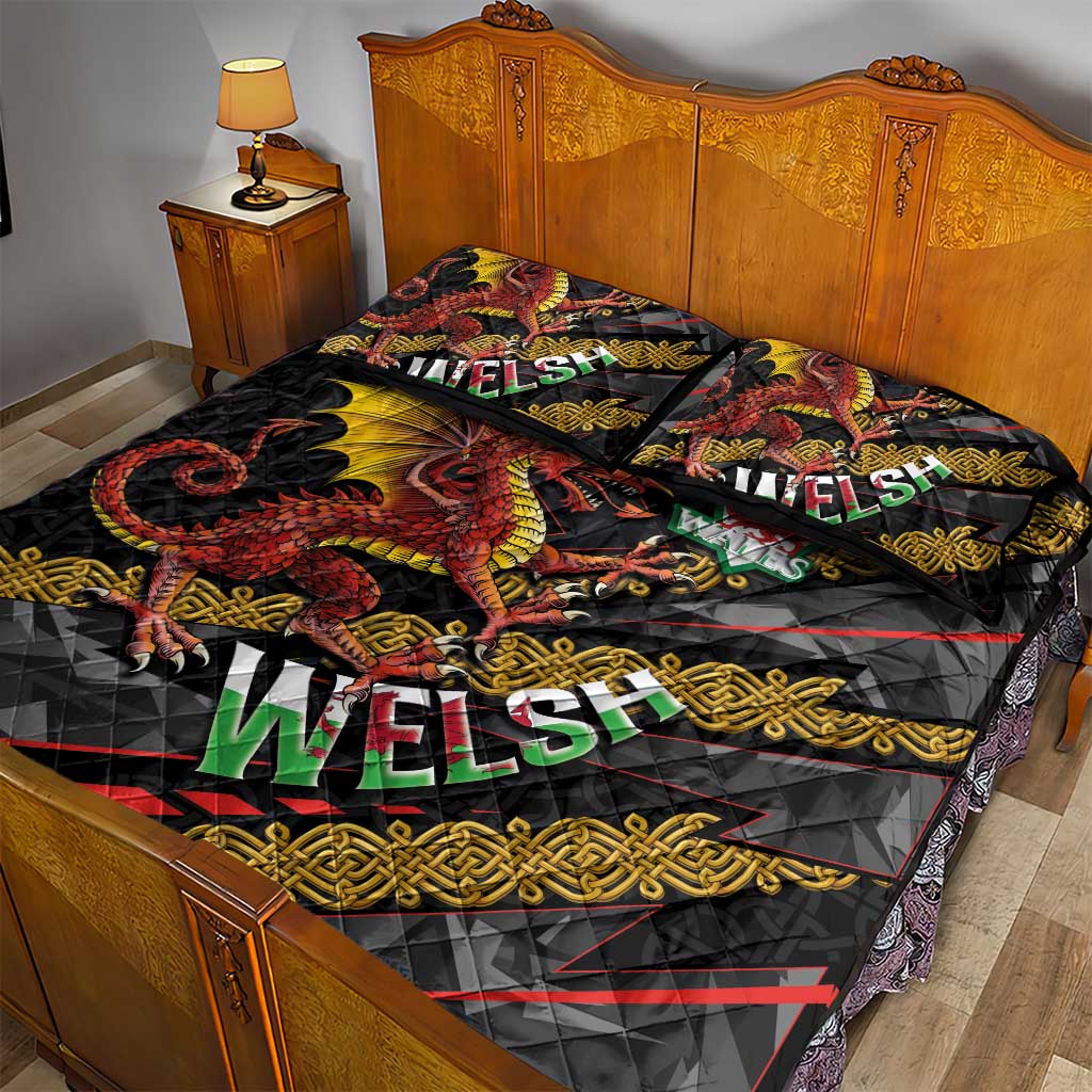 Welsh Celtic Quilt Bed Set Wales Y Ddraig Goch with Celtic Knot Sporty - Wonder Print Shop