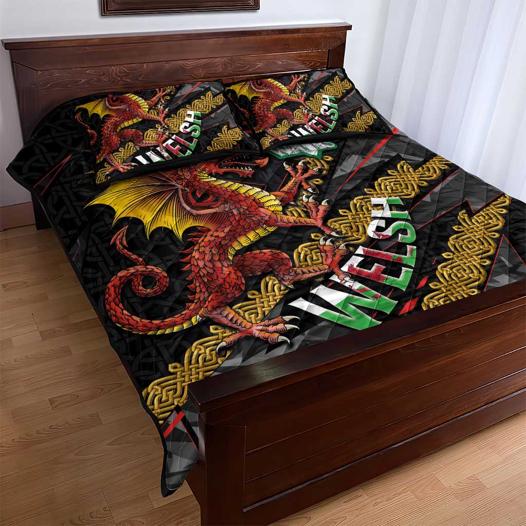 Welsh Celtic Quilt Bed Set Wales Y Ddraig Goch with Celtic Knot Sporty - Wonder Print Shop