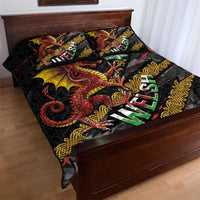 Welsh Celtic Quilt Bed Set Wales Y Ddraig Goch with Celtic Knot Sporty - Wonder Print Shop