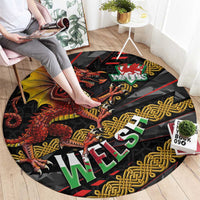 Welsh Celtic Round Carpet Wales Y Ddraig Goch with Celtic Knot Sporty - Wonder Print Shop