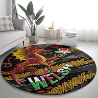Welsh Celtic Round Carpet Wales Y Ddraig Goch with Celtic Knot Sporty - Wonder Print Shop