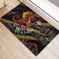Welsh Celtic Rubber Doormat Wales Y Ddraig Goch with Celtic Knot Sporty - Wonder Print Shop