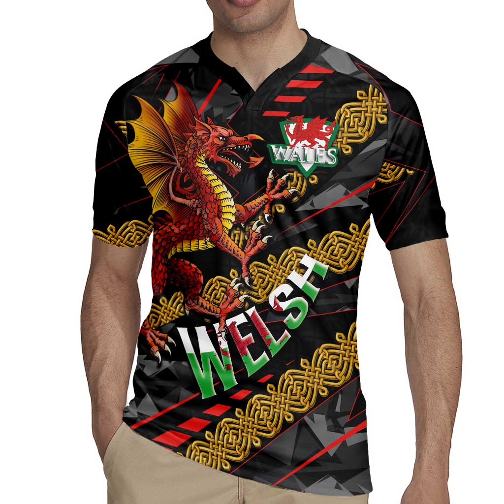 Welsh Celtic Rugby Jersey Wales Y Ddraig Goch with Celtic Knot Sporty - Wonder Print Shop