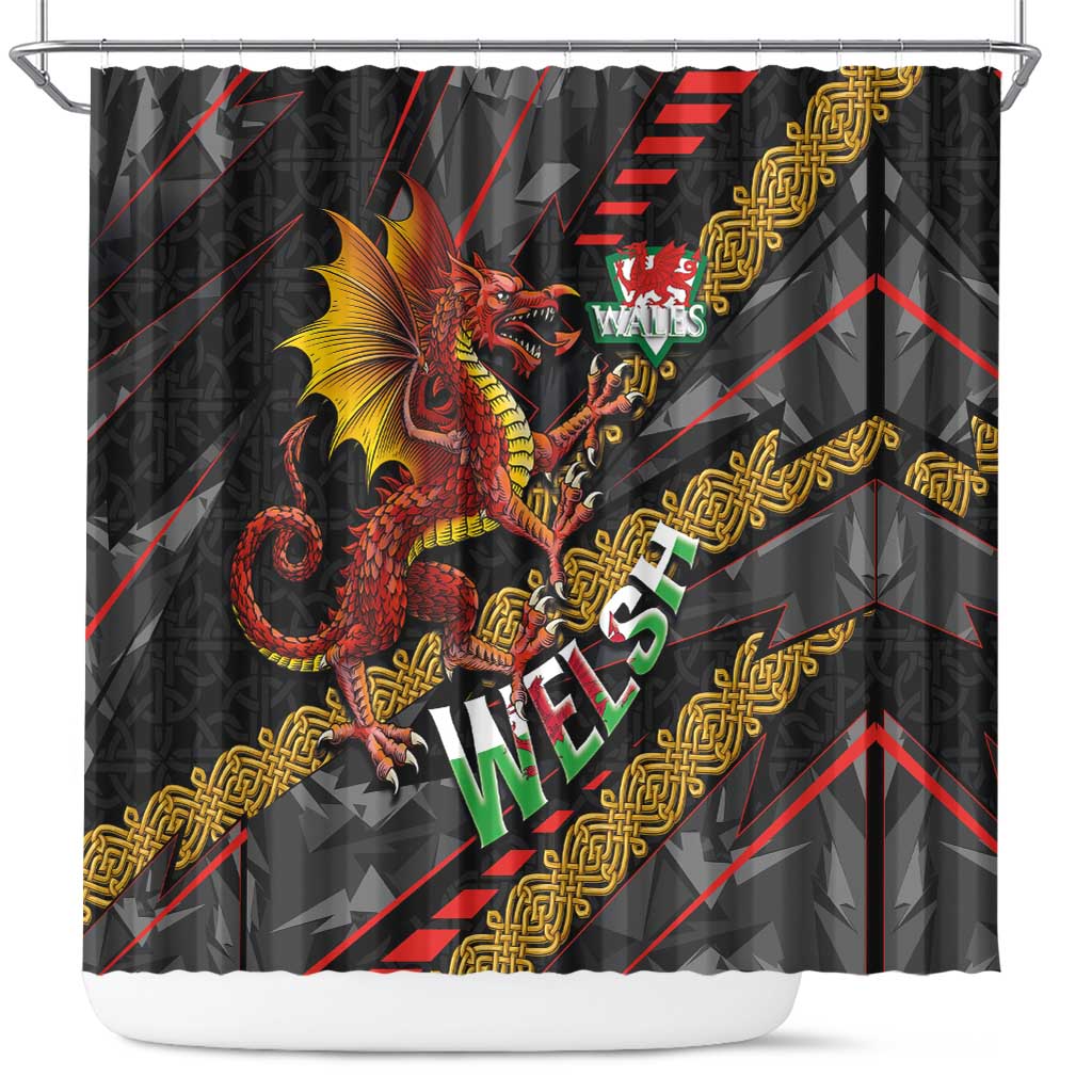 Welsh Celtic Shower Curtain Wales Y Ddraig Goch with Celtic Knot Sporty - Wonder Print Shop