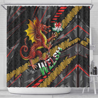 Welsh Celtic Shower Curtain Wales Y Ddraig Goch with Celtic Knot Sporty - Wonder Print Shop