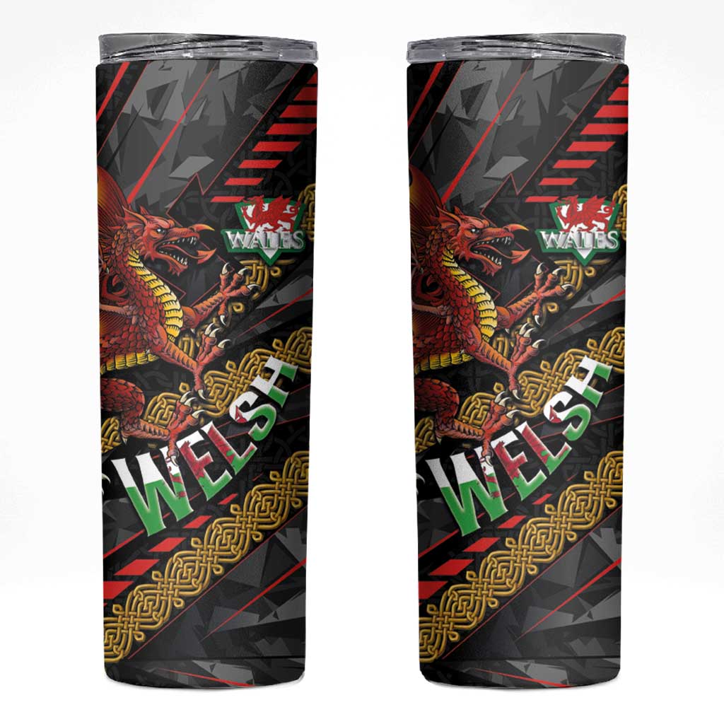 Welsh Celtic Skinny Tumbler Wales Y Ddraig Goch with Celtic Knot Sporty - Wonder Print Shop
