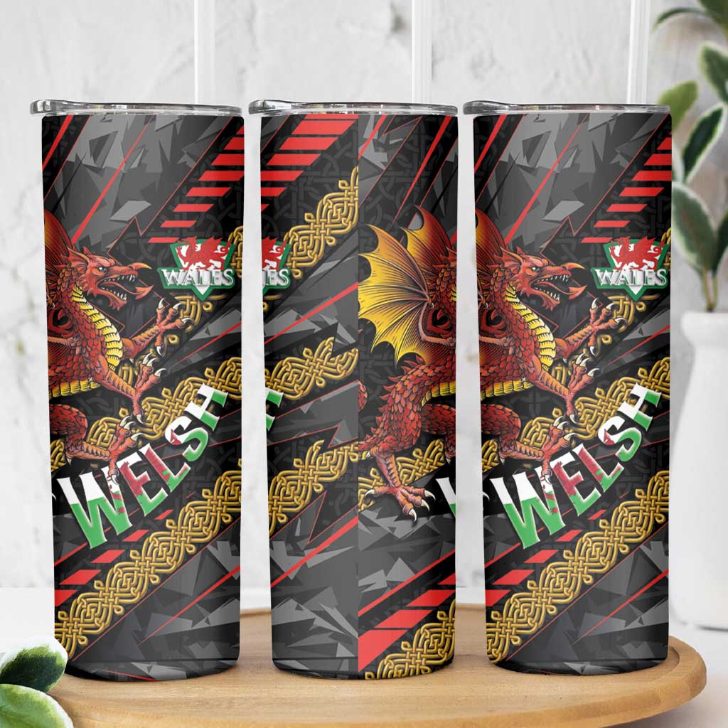 Welsh Celtic Skinny Tumbler Wales Y Ddraig Goch with Celtic Knot Sporty - Wonder Print Shop
