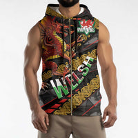 Welsh Celtic Sleeveless Zip Hoodie Wales Y Ddraig Goch with Celtic Knot Sporty - Wonder Print Shop