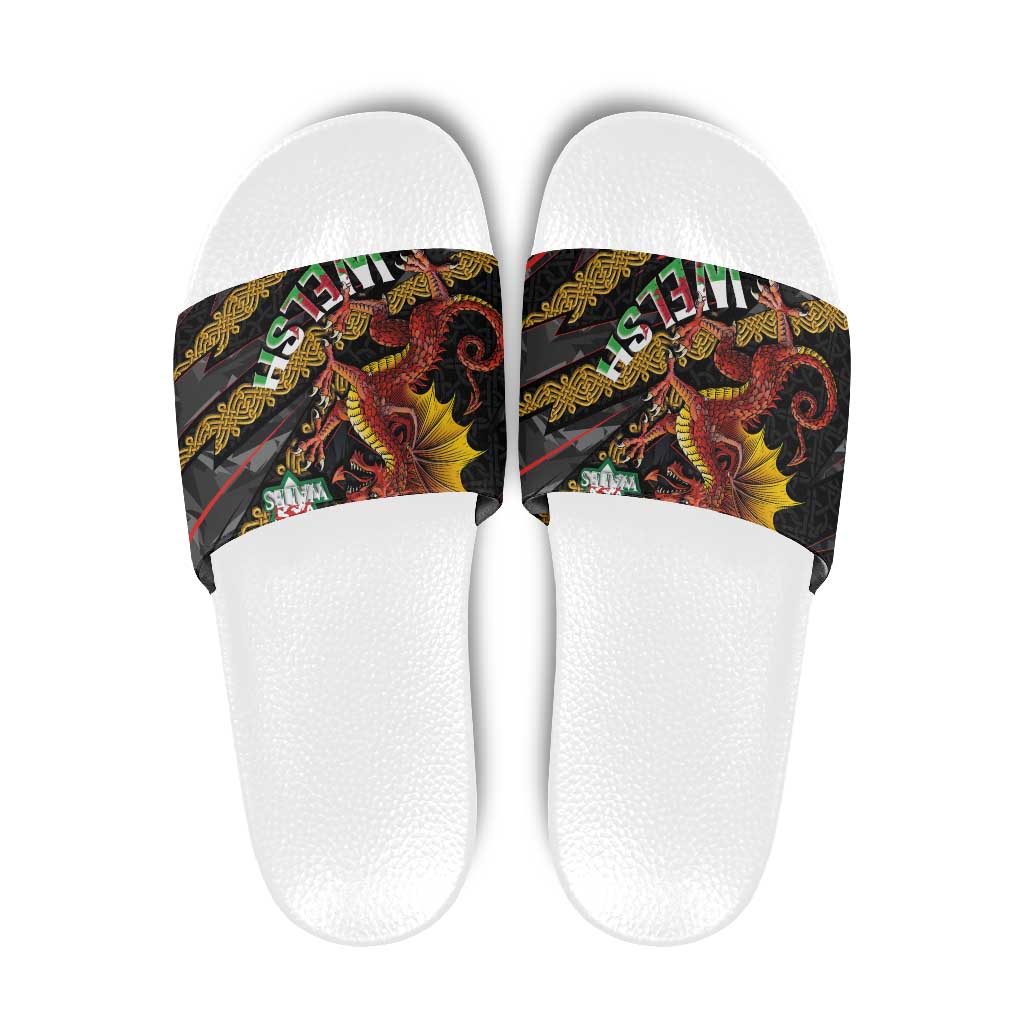 Welsh Celtic Slide Sandals Wales Y Ddraig Goch with Celtic Knot Sporty - Wonder Print Shop