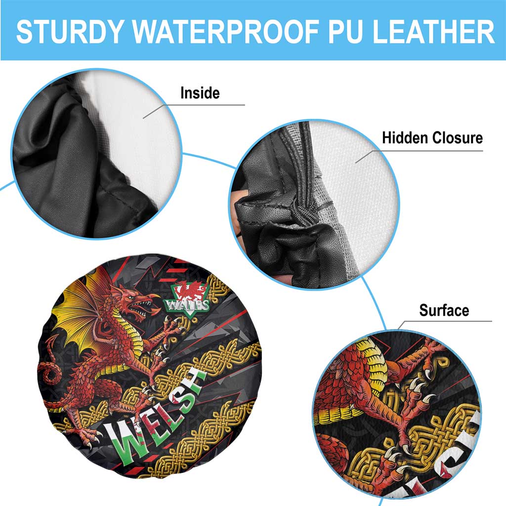 Welsh Celtic Spare Tire Cover Wales Y Ddraig Goch with Celtic Knot Sporty - Wonder Print Shop