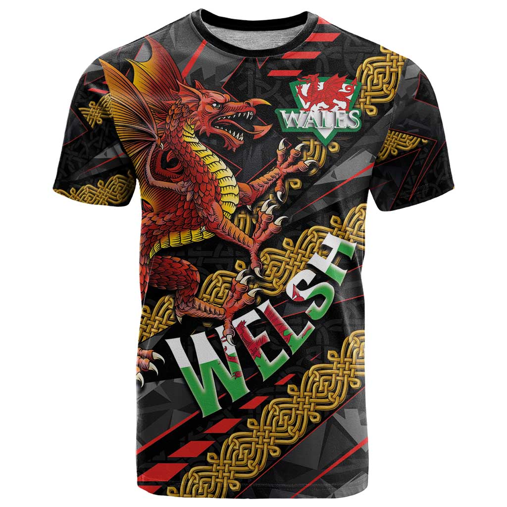 Welsh Celtic T Shirt Wales Y Ddraig Goch with Celtic Knot Sporty - Wonder Print Shop