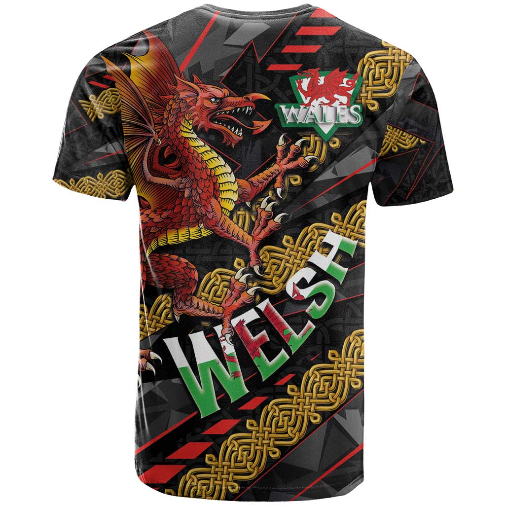Welsh Celtic T Shirt Wales Y Ddraig Goch with Celtic Knot Sporty - Wonder Print Shop