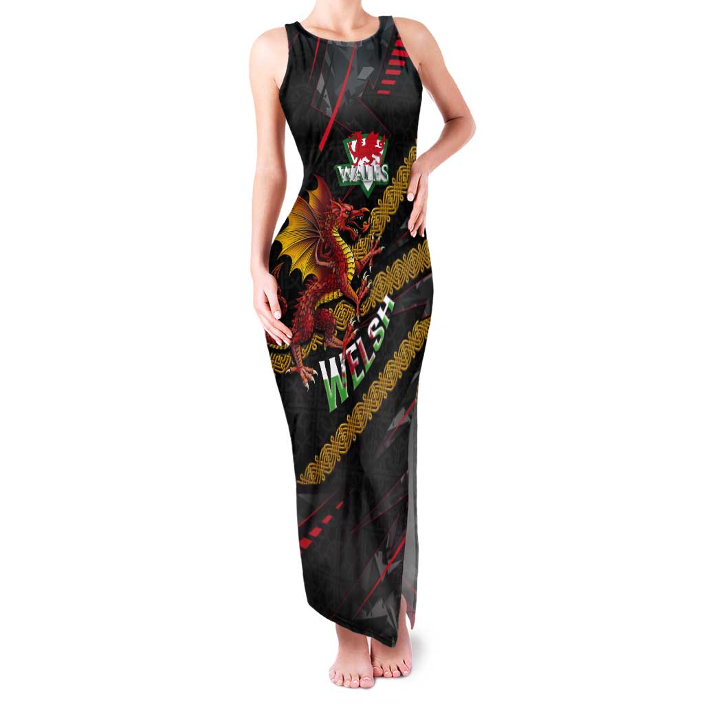 Welsh Celtic Tank Maxi Dress Wales Y Ddraig Goch with Celtic Knot Sporty - Wonder Print Shop