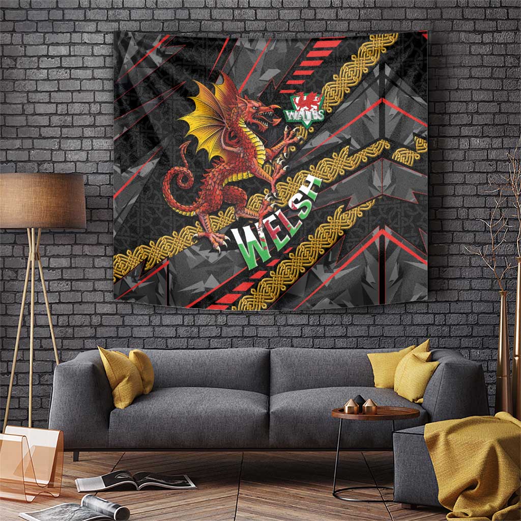 Welsh Celtic Tapestry Wales Y Ddraig Goch with Celtic Knot Sporty - Wonder Print Shop