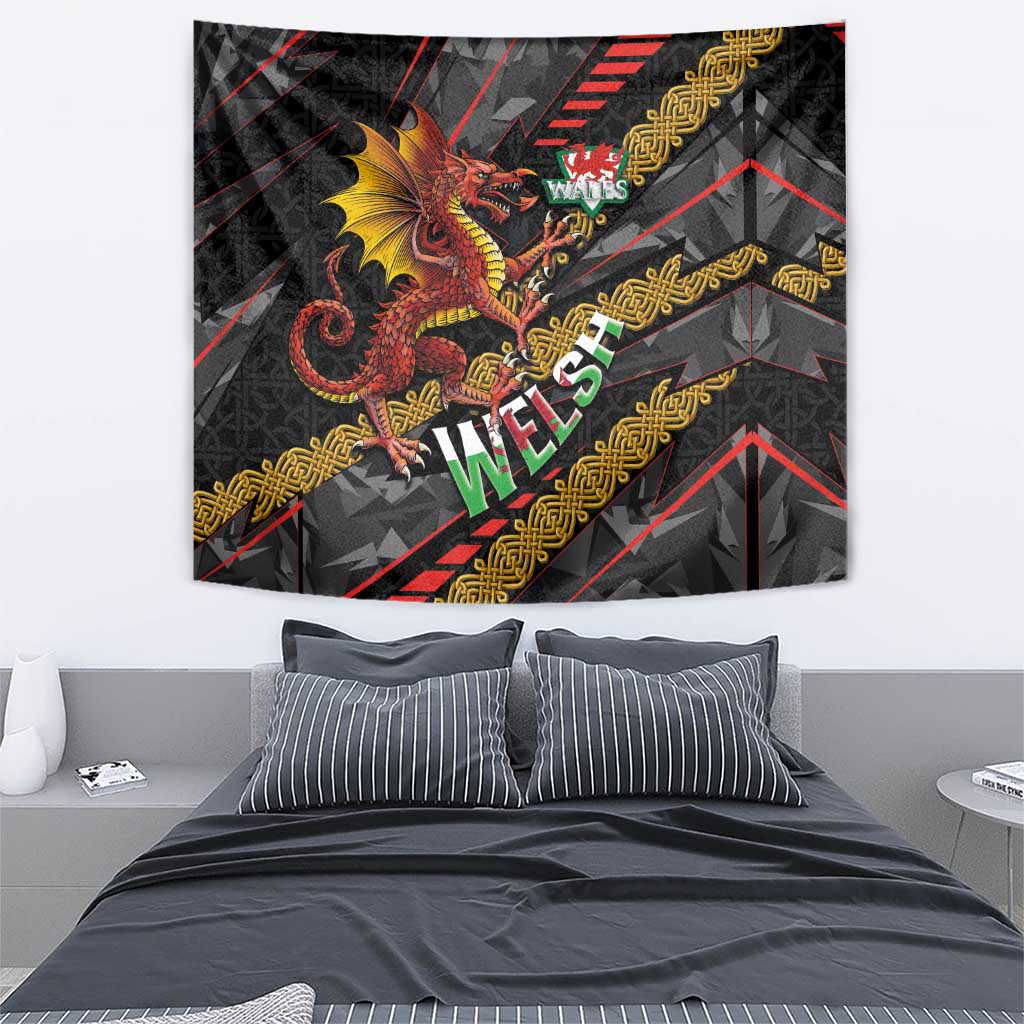 Welsh Celtic Tapestry Wales Y Ddraig Goch with Celtic Knot Sporty - Wonder Print Shop