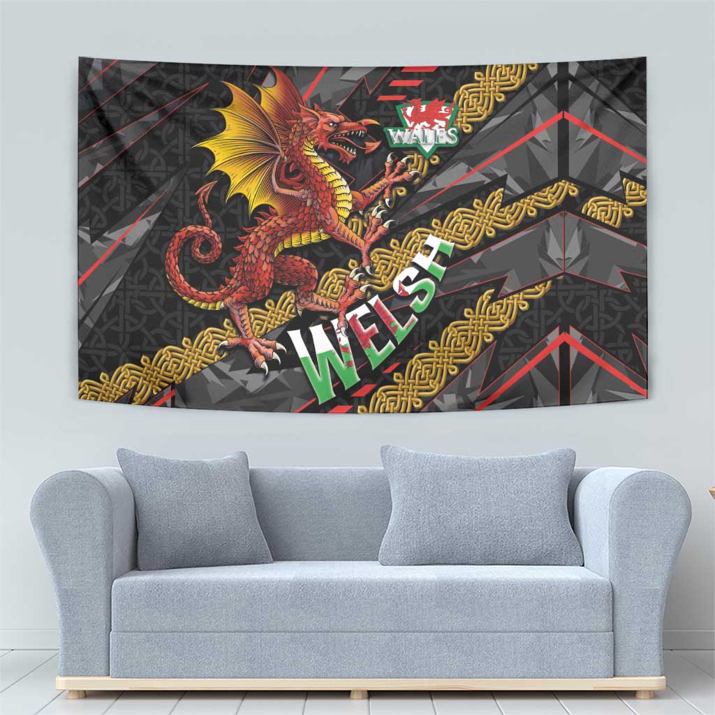 Welsh Celtic Tapestry Wales Y Ddraig Goch with Celtic Knot Sporty - Wonder Print Shop