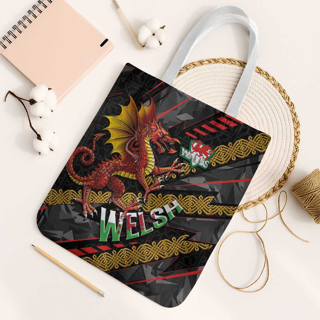 Welsh Celtic Tote Bag Wales Y Ddraig Goch with Celtic Knot Sporty - Wonder Print Shop