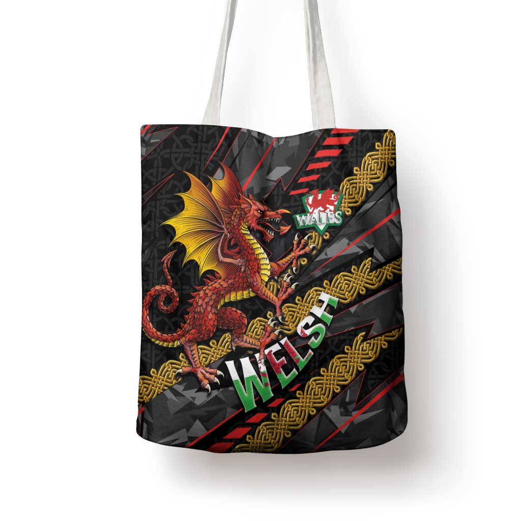 Welsh Celtic Tote Bag Wales Y Ddraig Goch with Celtic Knot Sporty - Wonder Print Shop