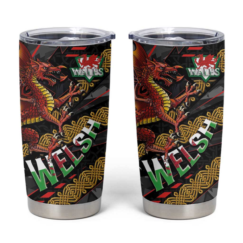 Welsh Celtic Tumbler Cup Wales Y Ddraig Goch with Celtic Knot Sporty - Wonder Print Shop