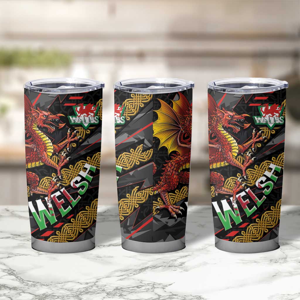 Welsh Celtic Tumbler Cup Wales Y Ddraig Goch with Celtic Knot Sporty - Wonder Print Shop