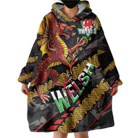 Welsh Celtic Wearable Blanket Hoodie Wales Y Ddraig Goch with Celtic Knot Sporty - Wonder Print Shop