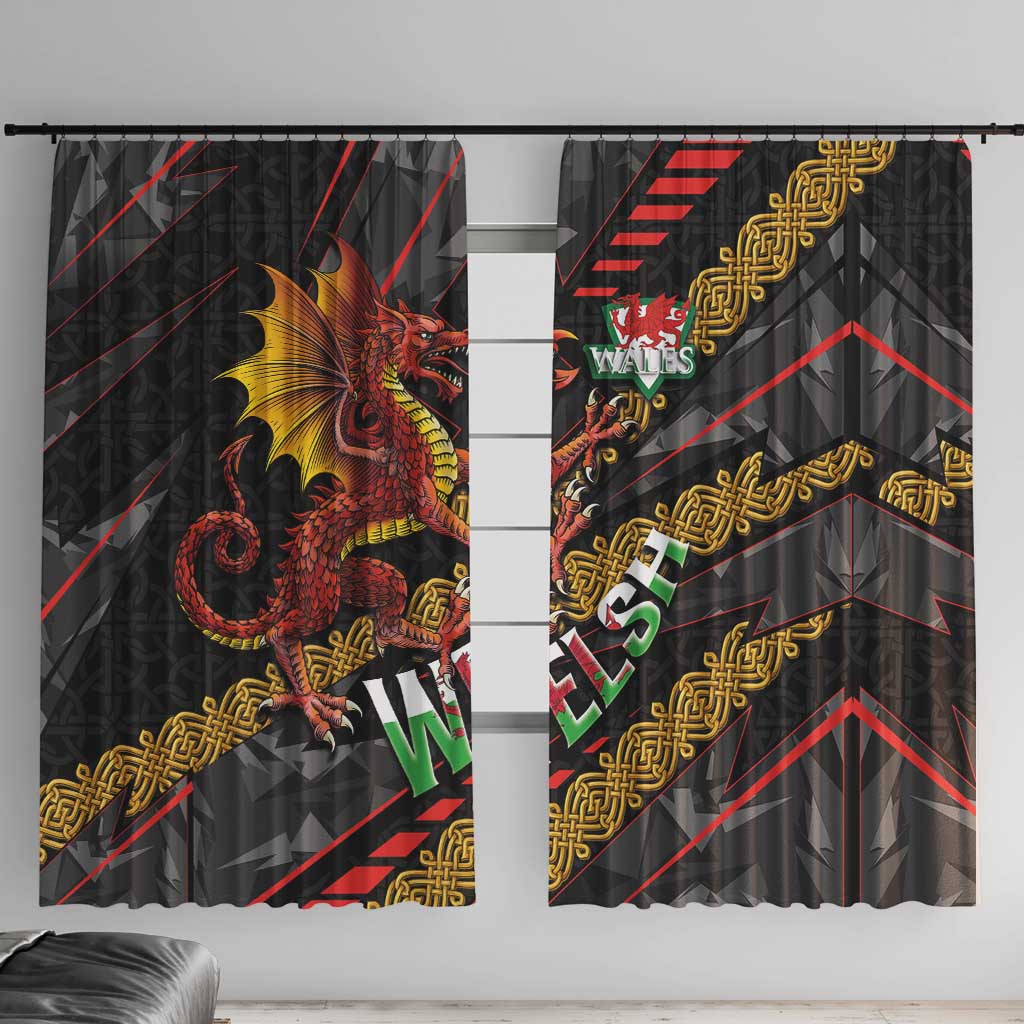 Welsh Celtic Window Curtain Wales Y Ddraig Goch with Celtic Knot Sporty - Wonder Print Shop