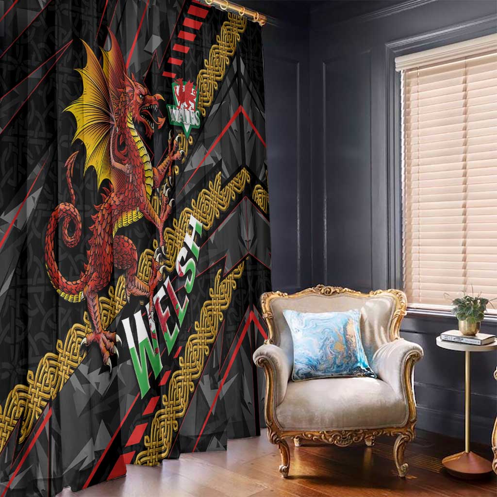 Welsh Celtic Window Curtain Wales Y Ddraig Goch with Celtic Knot Sporty - Wonder Print Shop