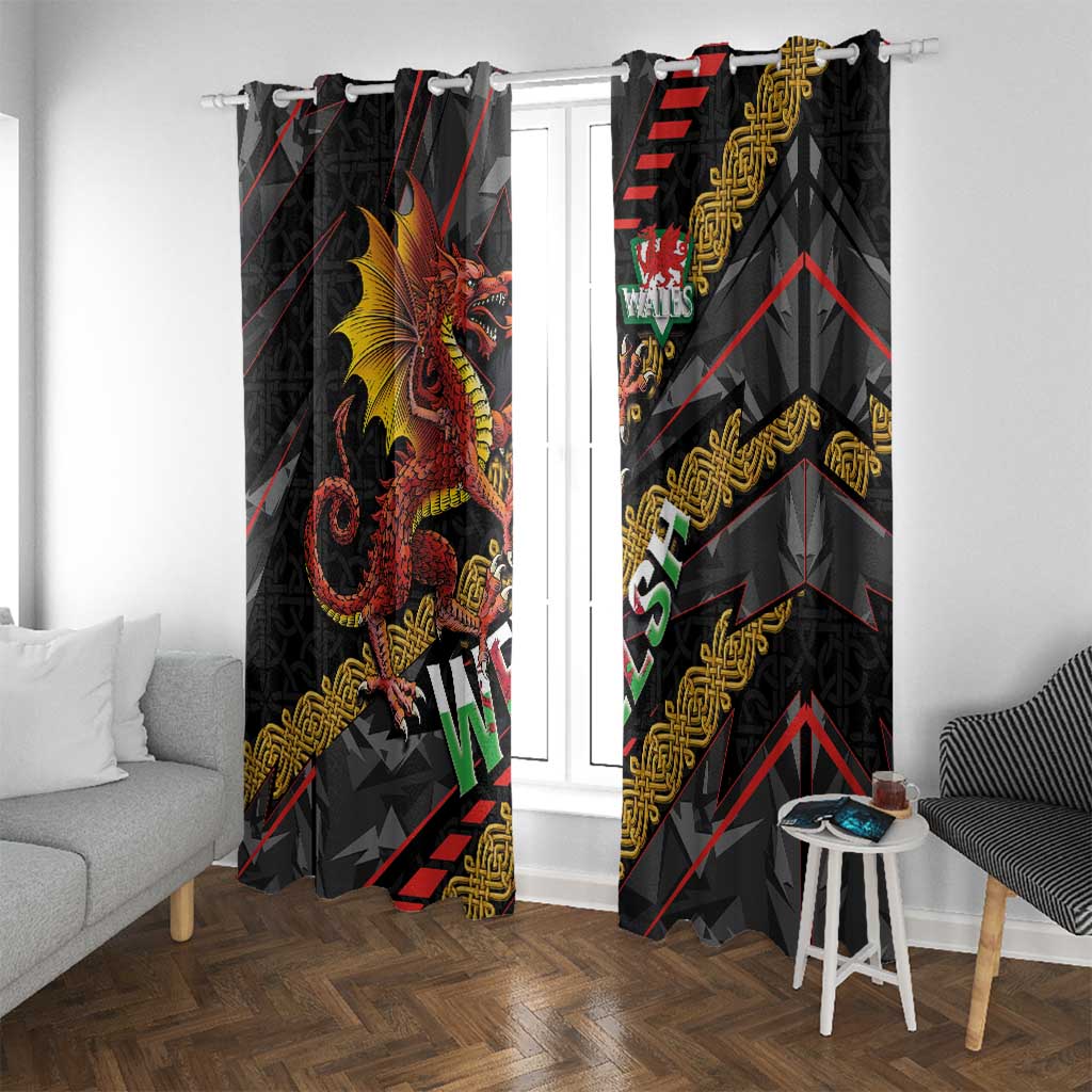 Welsh Celtic Window Curtain Wales Y Ddraig Goch with Celtic Knot Sporty - Wonder Print Shop