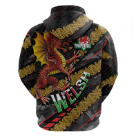 Welsh Celtic Zip Hoodie Wales Y Ddraig Goch with Celtic Knot Sporty - Wonder Print Shop