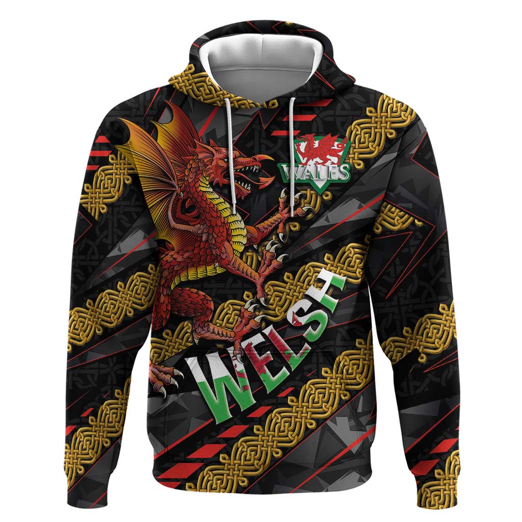 Welsh Celtic Zip Hoodie Wales Y Ddraig Goch with Celtic Knot Sporty - Wonder Print Shop