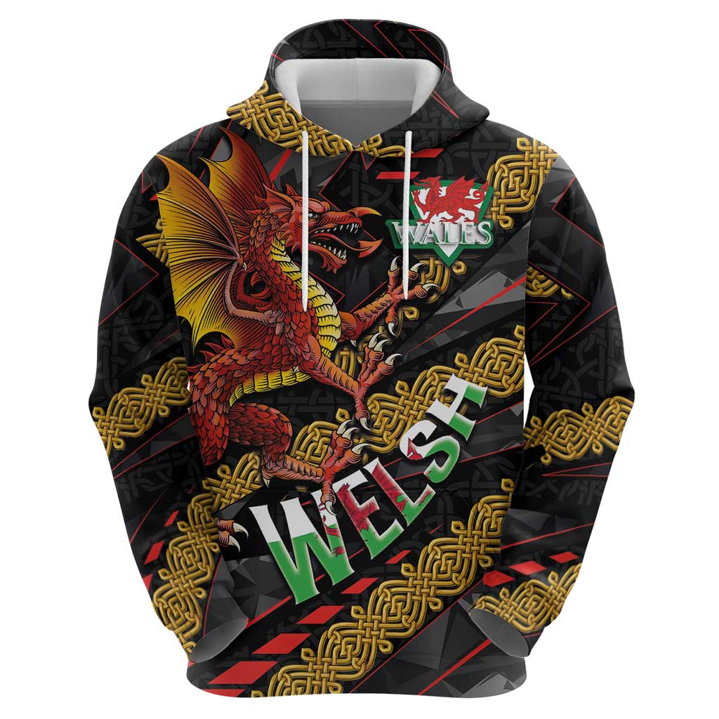 Welsh Celtic Zip Hoodie Wales Y Ddraig Goch with Celtic Knot Sporty - Wonder Print Shop