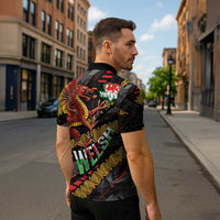 Welsh Celtic Zipper Polo Shirt Wales Y Ddraig Goch with Celtic Knot Sporty - Wonder Print Shop